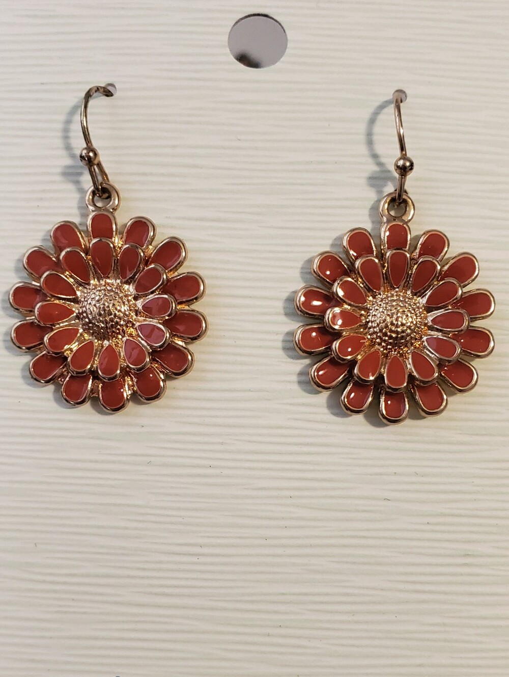 Gold-Tone Flower Drop Earrings